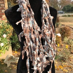 Handmade rag knotted infinity scarf Opera length